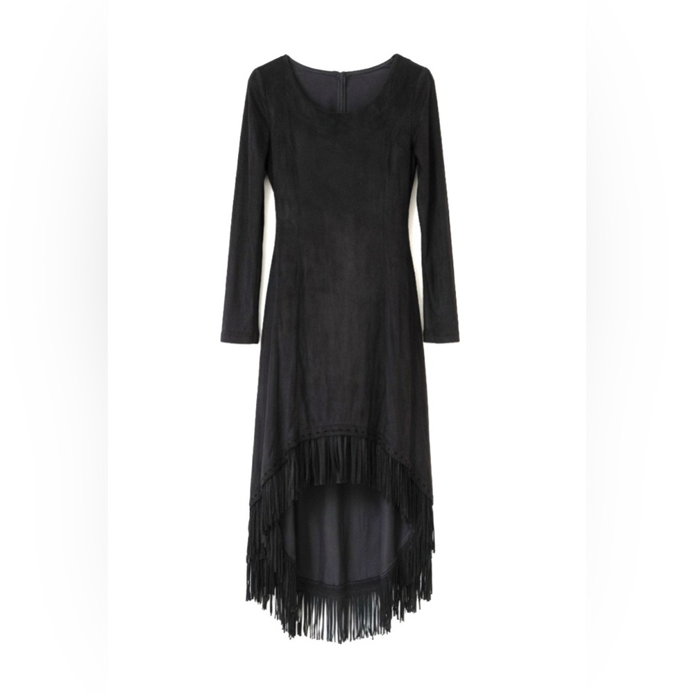NWT Brontë High Low Suede Look Fringe Dress Western Boho Sz S - Picture 2 of 11